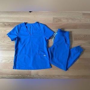 Royal Blue Figs Scrub Set (Small)